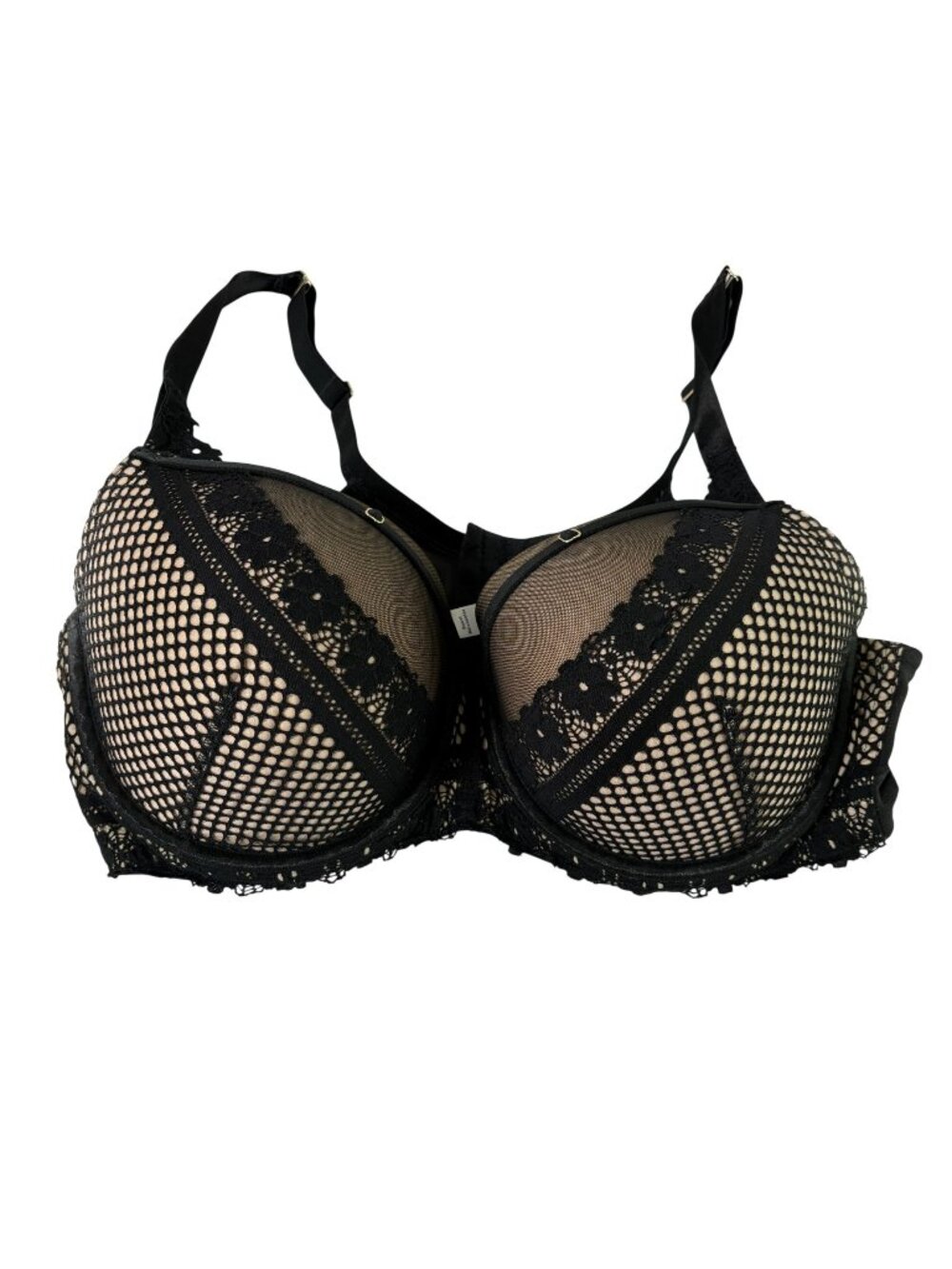 Cacique Boost Balconette Bra Size 44D Black Lace Underwire‎